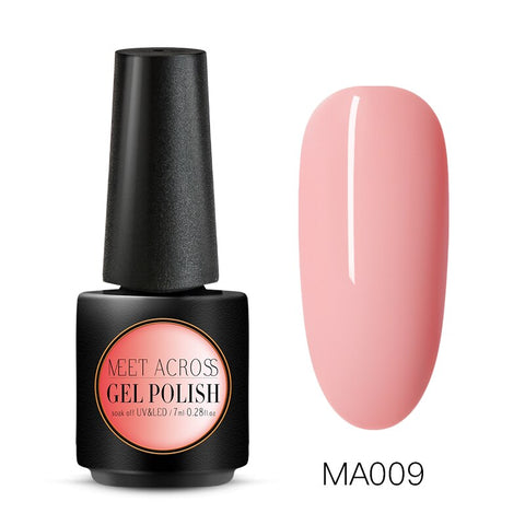 MEET ACROSS Nude Color Gel Nail Polish Semi Permanent UV Nail Gel Primer 7ml Gel Polish Manicure Soak Off Nail Art Gel Varnish