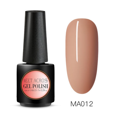 MEET ACROSS Nude Color Gel Nail Polish Semi Permanent UV Nail Gel Primer 7ml Gel Polish Manicure Soak Off Nail Art Gel Varnish