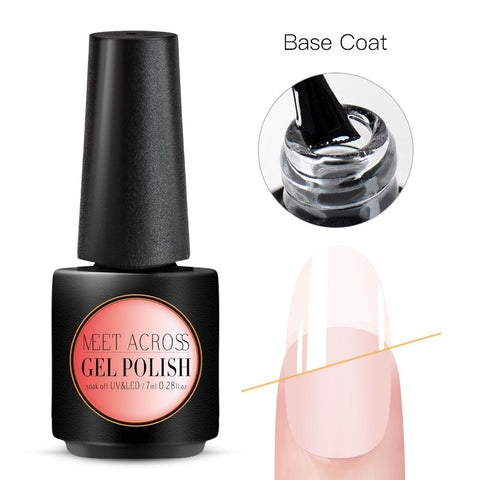 MEET ACROSS Nude Color Gel Nail Polish Semi Permanent UV Nail Gel Primer 7ml Gel Polish Manicure Soak Off Nail Art Gel Varnish