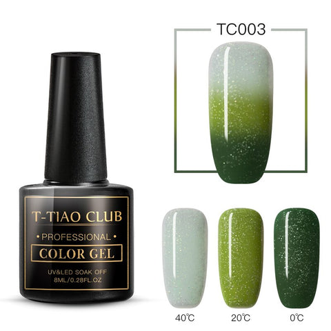 T-TIAO CLUB Rainbow Thermal Nail Gel Polish Temperature Color Changing Holographic Glitter Temperature Soak Off UV Gel Varnish