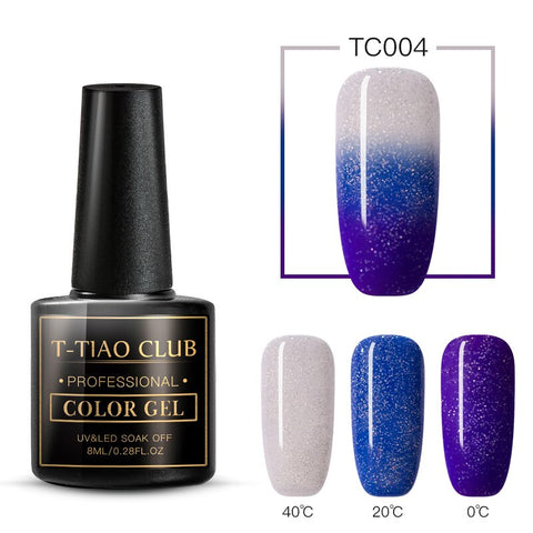 T-TIAO CLUB Rainbow Thermal Nail Gel Polish Temperature Color Changing Holographic Glitter Temperature Soak Off UV Gel Varnish