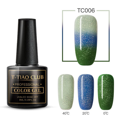 T-TIAO CLUB Rainbow Thermal Nail Gel Polish Temperature Color Changing Holographic Glitter Temperature Soak Off UV Gel Varnish