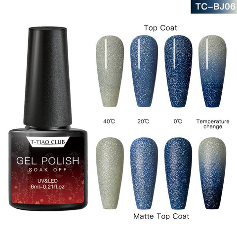 T-TIAO CLUB Rainbow Thermal Nail Gel Polish Temperature Color Changing Holographic Glitter Temperature Soak Off UV Gel Varnish