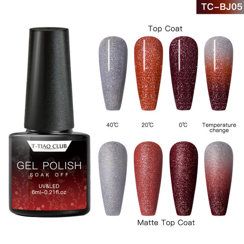 T-TIAO CLUB Rainbow Thermal Nail Gel Polish Temperature Color Changing Holographic Glitter Temperature Soak Off UV Gel Varnish