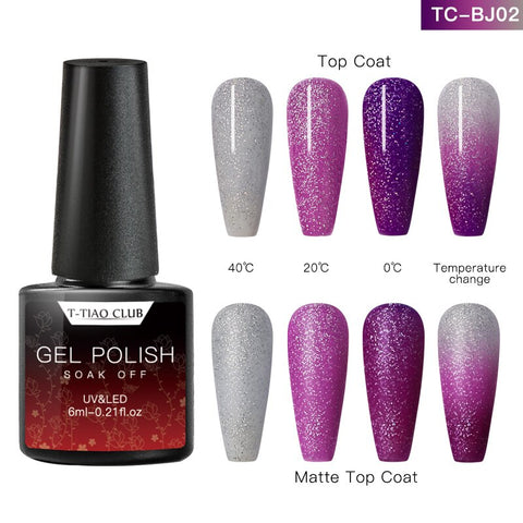 T-TIAO CLUB Rainbow Thermal Nail Gel Polish Temperature Color Changing Holographic Glitter Temperature Soak Off UV Gel Varnish