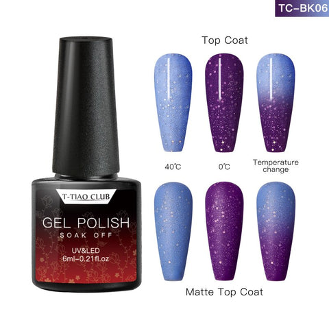 T-TIAO CLUB Rainbow Thermal Nail Gel Polish Temperature Color Changing Holographic Glitter Temperature Soak Off UV Gel Varnish