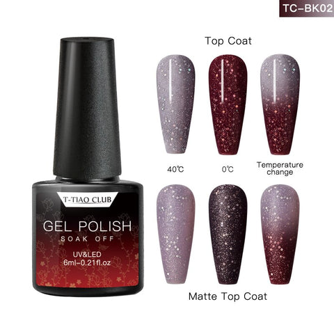 T-TIAO CLUB Rainbow Thermal Nail Gel Polish Temperature Color Changing Holographic Glitter Temperature Soak Off UV Gel Varnish