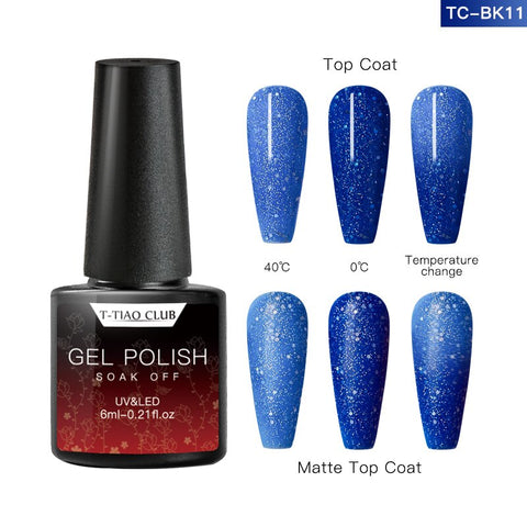 T-TIAO CLUB Rainbow Thermal Nail Gel Polish Temperature Color Changing Holographic Glitter Temperature Soak Off UV Gel Varnish