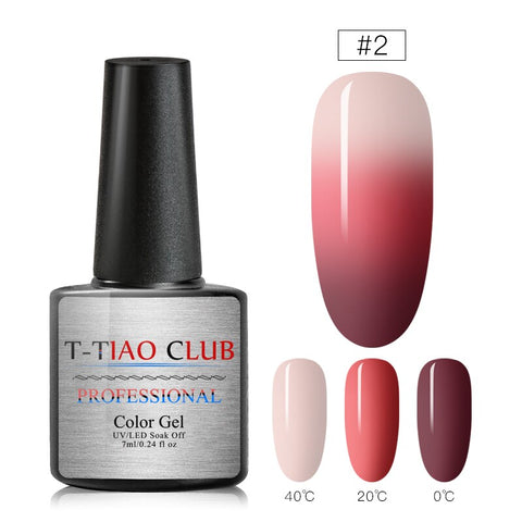 T-TIAO CLUB Rainbow Thermal Nail Gel Polish Temperature Color Changing Holographic Glitter Temperature Soak Off UV Gel Varnish