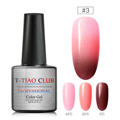 T-TIAO CLUB Rainbow Thermal Nail Gel Polish Temperature Color Changing Holographic Glitter Temperature Soak Off UV Gel Varnish