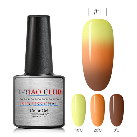 T-TIAO CLUB Rainbow Thermal Nail Gel Polish Temperature Color Changing Holographic Glitter Temperature Soak Off UV Gel Varnish