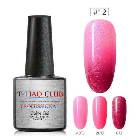 T-TIAO CLUB Rainbow Thermal Nail Gel Polish Temperature Color Changing Holographic Glitter Temperature Soak Off UV Gel Varnish