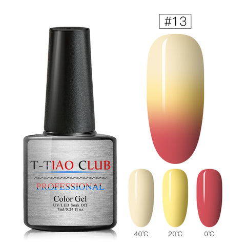 T-TIAO CLUB Rainbow Thermal Nail Gel Polish Temperature Color Changing Holographic Glitter Temperature Soak Off UV Gel Varnish