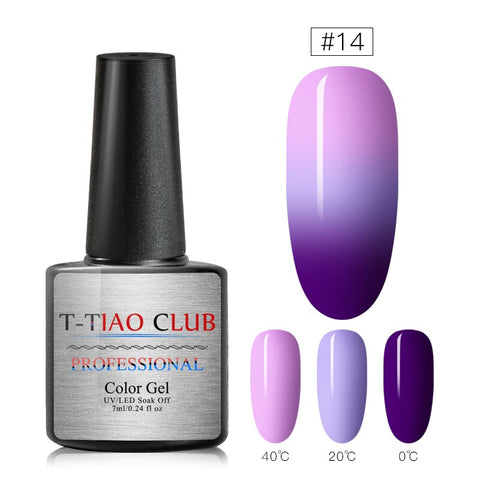 T-TIAO CLUB Rainbow Thermal Nail Gel Polish Temperature Color Changing Holographic Glitter Temperature Soak Off UV Gel Varnish