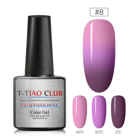 T-TIAO CLUB Rainbow Thermal Nail Gel Polish Temperature Color Changing Holographic Glitter Temperature Soak Off UV Gel Varnish