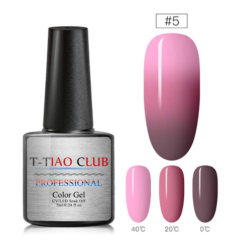 T-TIAO CLUB Rainbow Thermal Nail Gel Polish Temperature Color Changing Holographic Glitter Temperature Soak Off UV Gel Varnish