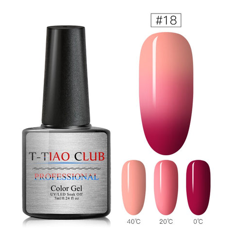 T-TIAO CLUB Rainbow Thermal Nail Gel Polish Temperature Color Changing Holographic Glitter Temperature Soak Off UV Gel Varnish