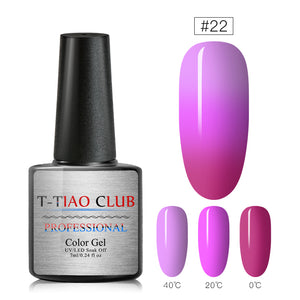 T-TIAO CLUB Rainbow Thermal Nail Gel Polish Temperature Color Changing Holographic Glitter Temperature Soak Off UV Gel Varnish