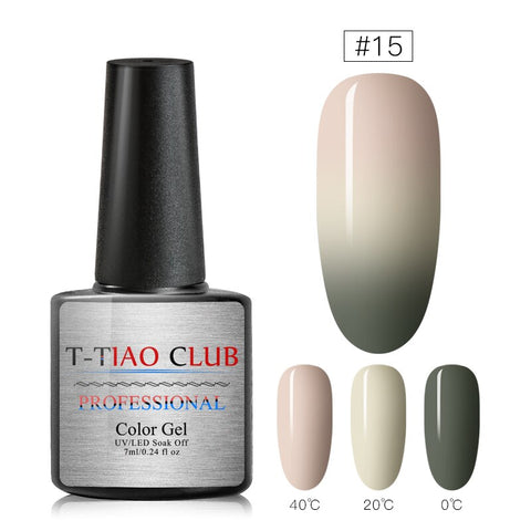 T-TIAO CLUB Rainbow Thermal Nail Gel Polish Temperature Color Changing Holographic Glitter Temperature Soak Off UV Gel Varnish