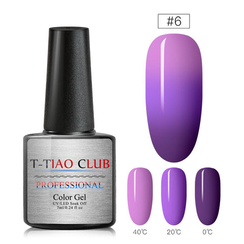 T-TIAO CLUB Rainbow Thermal Nail Gel Polish Temperature Color Changing Holographic Glitter Temperature Soak Off UV Gel Varnish