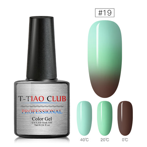 T-TIAO CLUB Rainbow Thermal Nail Gel Polish Temperature Color Changing Holographic Glitter Temperature Soak Off UV Gel Varnish