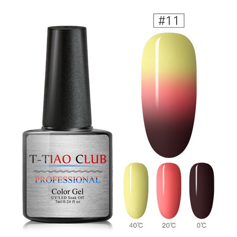 T-TIAO CLUB Rainbow Thermal Nail Gel Polish Temperature Color Changing Holographic Glitter Temperature Soak Off UV Gel Varnish