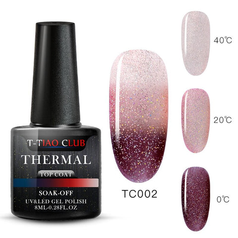 T-TIAO CLUB Rainbow Thermal Nail Gel Polish Temperature Color Changing Holographic Glitter Temperature Soak Off UV Gel Varnish