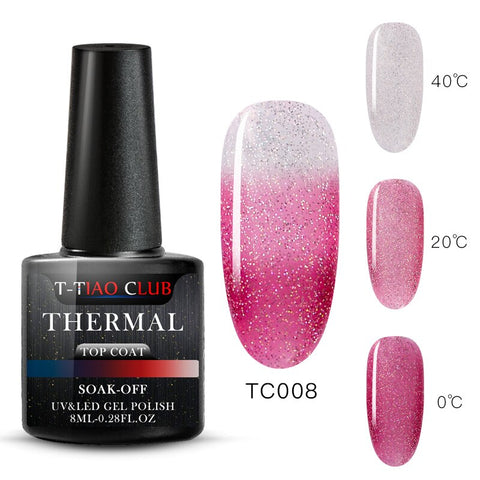 T-TIAO CLUB Rainbow Thermal Nail Gel Polish Temperature Color Changing Holographic Glitter Temperature Soak Off UV Gel Varnish