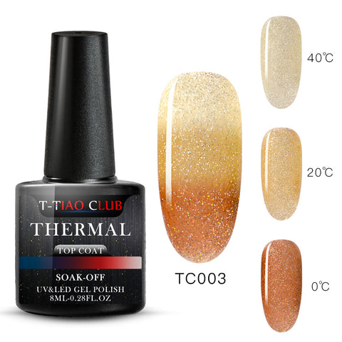 T-TIAO CLUB Rainbow Thermal Nail Gel Polish Temperature Color Changing Holographic Glitter Temperature Soak Off UV Gel Varnish