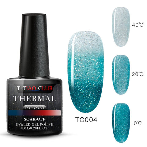 T-TIAO CLUB Rainbow Thermal Nail Gel Polish Temperature Color Changing Holographic Glitter Temperature Soak Off UV Gel Varnish