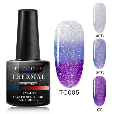 T-TIAO CLUB Rainbow Thermal Nail Gel Polish Temperature Color Changing Holographic Glitter Temperature Soak Off UV Gel Varnish