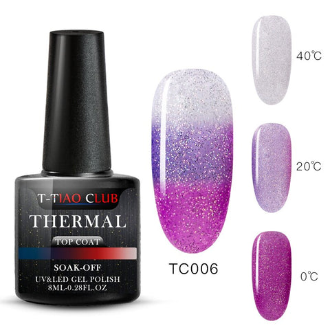 T-TIAO CLUB Rainbow Thermal Nail Gel Polish Temperature Color Changing Holographic Glitter Temperature Soak Off UV Gel Varnish