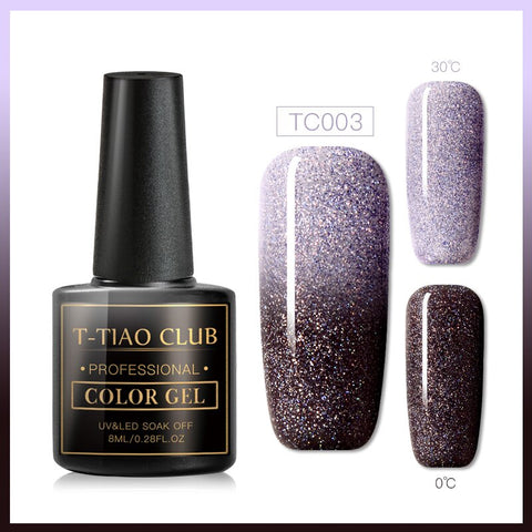 T-TIAO CLUB Rainbow Thermal Nail Gel Polish Temperature Color Changing Holographic Glitter Temperature Soak Off UV Gel Varnish