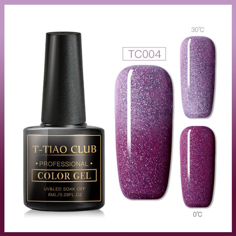 T-TIAO CLUB Rainbow Thermal Nail Gel Polish Temperature Color Changing Holographic Glitter Temperature Soak Off UV Gel Varnish