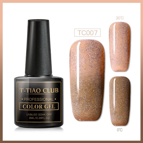 T-TIAO CLUB Rainbow Thermal Nail Gel Polish Temperature Color Changing Holographic Glitter Temperature Soak Off UV Gel Varnish