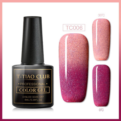 T-TIAO CLUB Rainbow Thermal Nail Gel Polish Temperature Color Changing Holographic Glitter Temperature Soak Off UV Gel Varnish