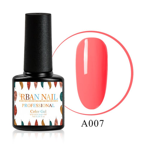 RBAN NAIL 7ml Pure Nail Gel Polish Soak Off UV LED Gel Lacquer Long Lasting Black White Pink Base Nail Gel Varnish Manicure