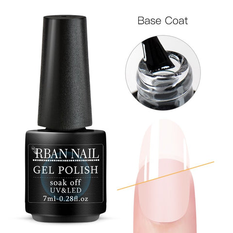 RBAN NAIL 7ml Pure Nail Gel Polish Soak Off UV LED Gel Lacquer Long Lasting Black White Pink Base Nail Gel Varnish Manicure