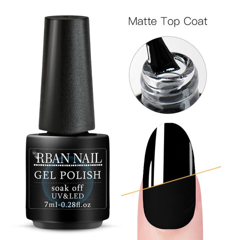 RBAN NAIL 7ml Pure Nail Gel Polish Soak Off UV LED Gel Lacquer Long Lasting Black White Pink Base Nail Gel Varnish Manicure