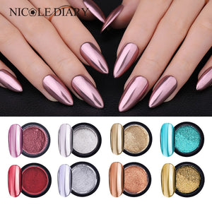 Nail Shimmer Powder Shining Rose Gold Metal Mirror Effect Nail Chrome Pigment Holographic Dust Nail Art Decoration Glitter