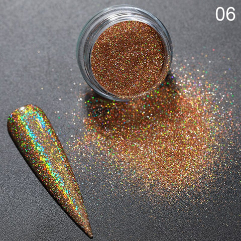 Nail Shimmer Powder Shining Rose Gold Metal Mirror Effect Nail Chrome Pigment Holographic Dust Nail Art Decoration Glitter