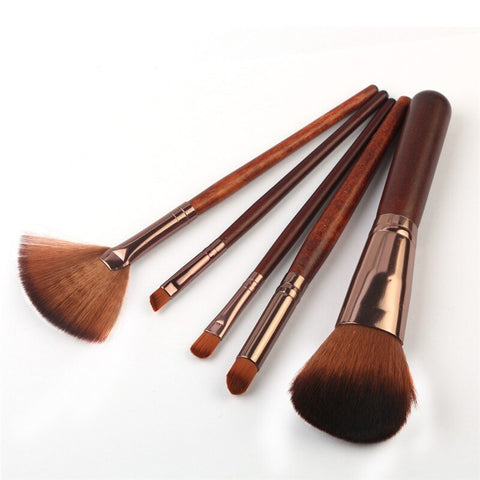 Makeup Brush Set 5 pcs 2 Color Wooden Handle Make Up Brushrs For Face Makeup Foundation Power Eyeshadow Fan Shape Beauty Tools