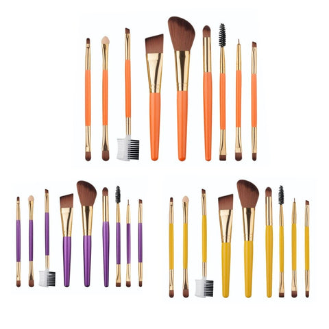 9Pcs Professional Cosmetic Blush Lip Makeup Brush Eyebrow Eyeliner Beauty Brushes Tool Set Tools Make-Up Toiletry Kit 3 Colors