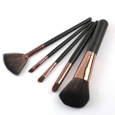 Makeup Brush Set 5 Pcs 2 Color Wooden Handle Make Up Brushrs For Face Makeup Foundation Power Eyeshadow Fan-Shaped Beauty Tools