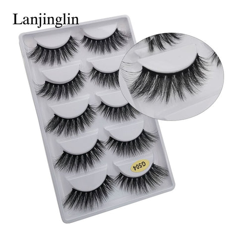 LANJINGLIN 1/3/5 pairs 3D mink hair false eyelashes natural long eye lashes wispy makeup eyelash extension sexy fake lash cilios