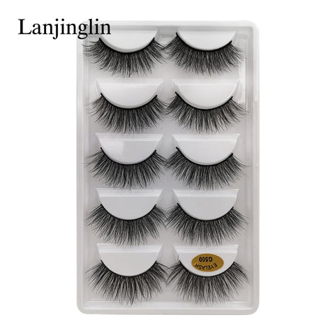 LANJINGLIN 1/3/5 pairs 3D mink hair false eyelashes natural long eye lashes wispy makeup eyelash extension sexy fake lash cilios