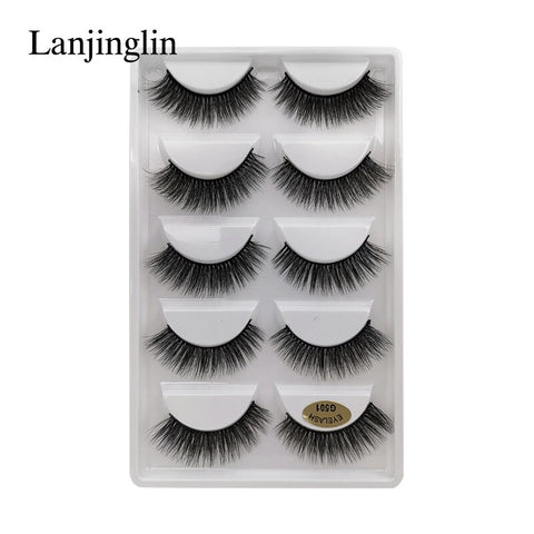 LANJINGLIN 1/3/5 pairs 3D mink hair false eyelashes natural long eye lashes wispy makeup eyelash extension sexy fake lash cilios