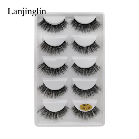 LANJINGLIN 1/3/5 pairs 3D mink hair false eyelashes natural long eye lashes wispy makeup eyelash extension sexy fake lash cilios