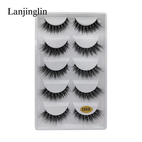 LANJINGLIN 1/3/5 pairs 3D mink hair false eyelashes natural long eye lashes wispy makeup eyelash extension sexy fake lash cilios