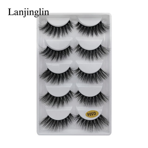 LANJINGLIN 1/3/5 pairs 3D mink hair false eyelashes natural long eye lashes wispy makeup eyelash extension sexy fake lash cilios